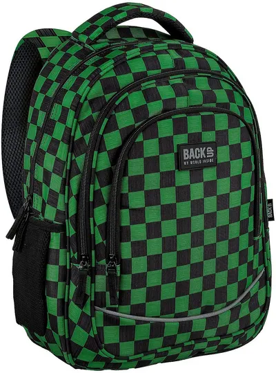 Ghiozdan școlar BackUp 8 X - Checkerboard Green, cu 3 compartimente