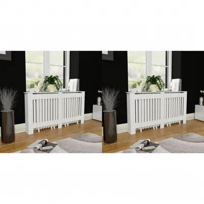 vidaXL Mască de calorifer, 2 buc., alb, 152 cm, lemn prelucrat