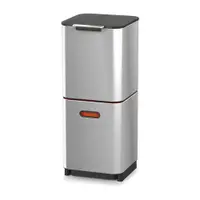 Coș de gunoi argintiu de reciclat din oțel 40 l Totem Compact – Joseph Joseph