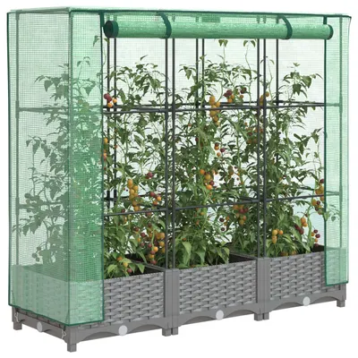 Gossi strat inaltat cu husa de sera, aspect ratan, 120x40x123 cm