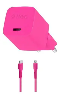 Încărcător Ttec – SmartCharger, 20W, GaN, USB-C/Lightning, roz