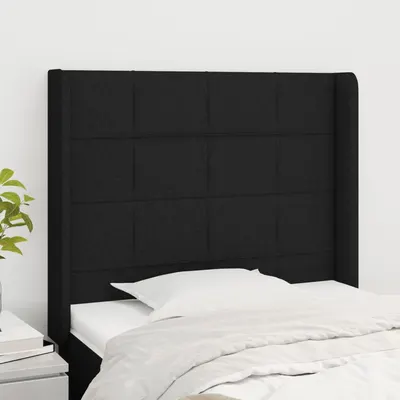 vidaXL Tăblie de pat cu aripioare, negru, 83x16x118/128 cm, textil