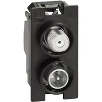 Priza coaxiala directa demixata pentru instalatii aeriene Bticino Living Now K4214D, alb, negru, nisip