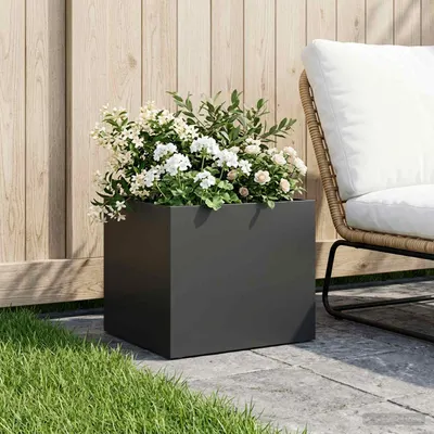 vidaXL Vază pentru Grădină Negru 40 x 30 x 30 cm Oțel laminat la rece