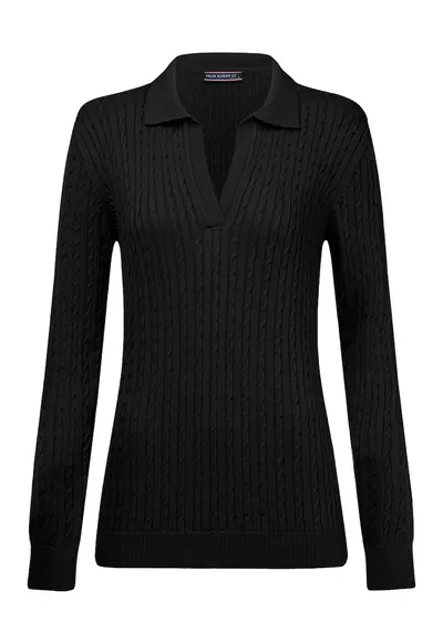 Pulover slim-fit cu model torsade - Negru