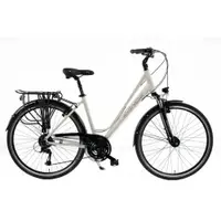 Bicicleta Dama Kands® Elite Pro Alu, Shimano, Cu suspensie, Roata 28'', Alb