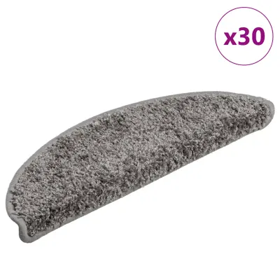 vidaXL Covorașe pentru scări, 30 buc., 56x17x3 cm, gri, semirotunde