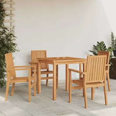 vidaXL Scaune grădină stivuibile 4 buc. 56,5x57,5x91 cm lemn masiv tec