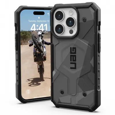 Husa MagSafe pentru Apple iPhone 15 Pro, Urban Armor Gear, Pathfinder SE Geo Camo, Camuflaj