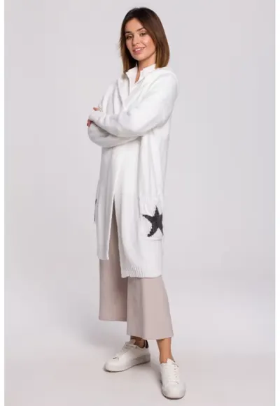 Cardigan cu motiv de stea - - Alb