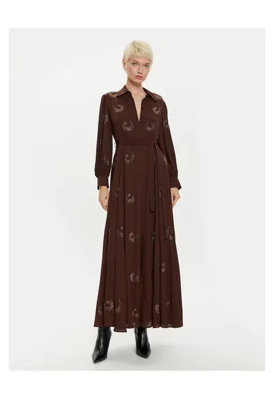 Rochie camasa 100% poliester - maro - pentru femei