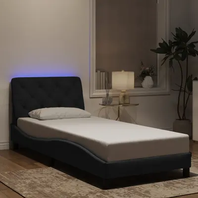 vidaXL Cadru de pat cu LED fără saltea, negru, 80x200 cm, catifea