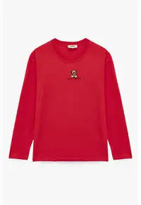Bluza cu broderie - Rosu vermillion