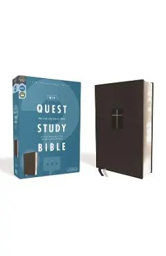 Niv, Quest Study Bible, Leathersoft, Black, Comfort Print: The Only Q and A Study Bible