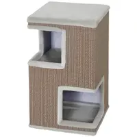 PawHut Tonă pentru pisici cu 3 niveluri pentru interior, cușcă semideschisă cu suprafețe de zgâriere pe toate părțile, 2 cușcuțe | Aosom Romania