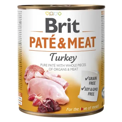 Hrana umeda pentru caini Brit Pate & Meat, Curcan, 800g 800g