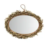 Oglindă Decorativă Ovală cu Ramă din Crenguțe Naturale – Hoff Interieur, 50x36 cm