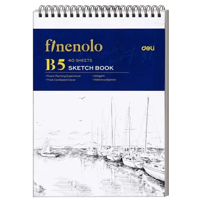 Bloc de schițe Deli Finenolo - EN025, B5, 40 foi, spirală