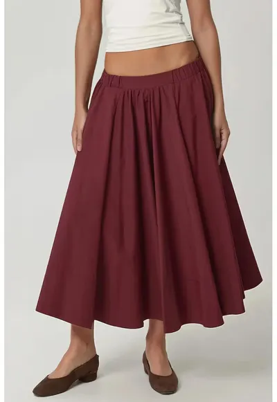 Fusta Maxi A-Form Fit - visiniu - material usor textil