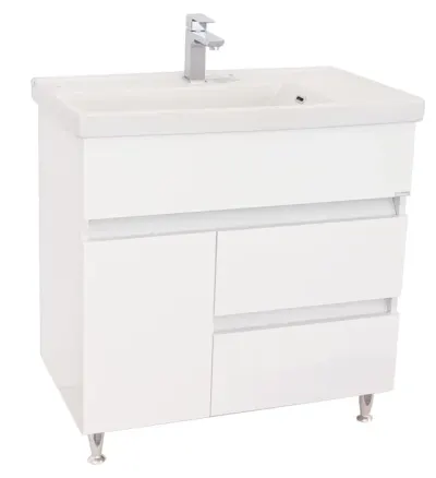 Set Baza front MDF si Lavoar seria 288, cu sertare, montata, 80 cm, alb
