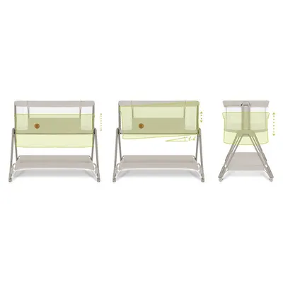 Patut co-sleeper Lionelo Luna 2 in 1 Bej cu saltea reglabila pe inaltime, cos depozitare