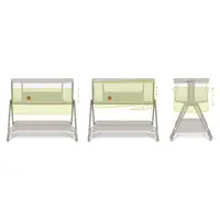 Patut co-sleeper Lionelo Luna 2 in 1 Bej cu saltea reglabila pe inaltime, cos depozitare