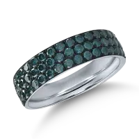 Inel semi eternity din aur alb cu diamante albastre de 0.96ct