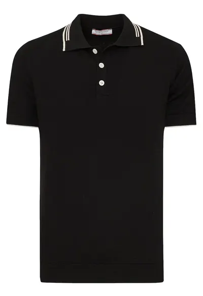 Tricou polo din bumbac - Negru