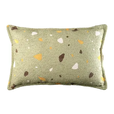 Pernă decorativă pentru copii verde din țesătură bouclé/chenille Terrazzo Bolster – Wigiwama