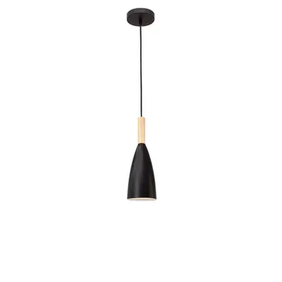 Lampa suspendata GRANT Negru Aluminiu Natural Lemn Negru Fabric Wire LED E14 1x5 Wat 230 Volt IP20 Fara bec