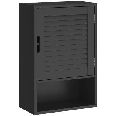 HOMCOM Dulap de Baie, Dulap Suspendat cu Rafturi Reglabile, 40 x 20 x 60 cm, Negru | Aosom Romania
