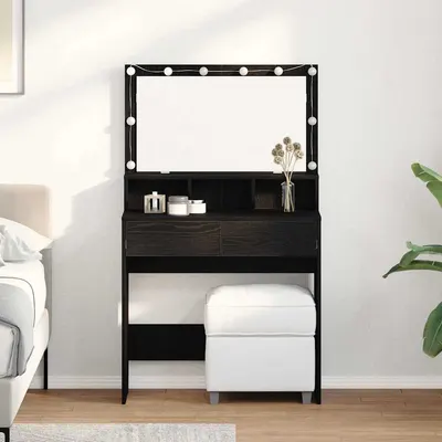 vidaXL Masă de Machiaj Stejar Negru 80 x 41 x 134,5 cm Lemn prelucrat