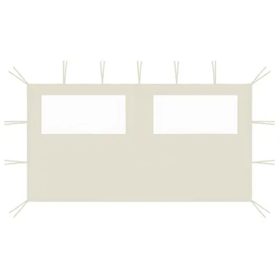 vidaXL Perete lateral foișor cu ferestre, crem, 4x2 m