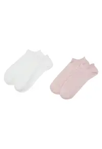 Sosete dama Nydia set de 2 perechi roz murdar - alb crem - Alb crem