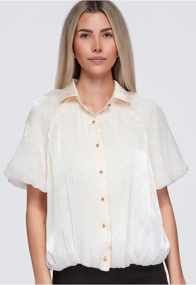 Camasa de dama - maneca scurta - cu guler clasic - stil bluza - aspect elegant OW-SH-E0068 - Bej