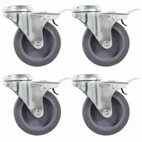 Gossi roti pivotante cu gaura surub, frane duble, 4 buc., 75 mm