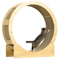 PawHut Roata de Alergare pentru Pisici de Interior Banda de alergare cu frână perne de zgâriere diametru 91 cm natural | Aosom Romania