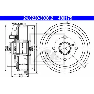 Tambur frana ATE 24.0220-3026.2