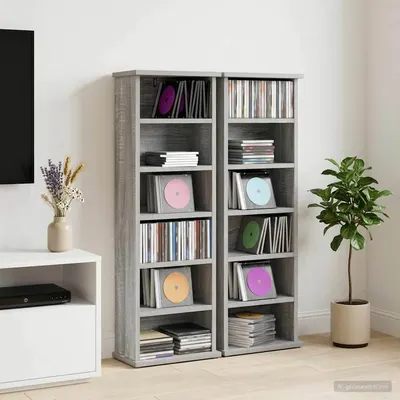 vidaXL Dulap pentru CD-uri 2 buc. Sonoma gri 60 x 17 x 92 cm