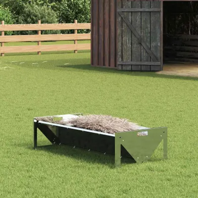 vidaXL Jgheab pentru hrănirea animalelor Argintiu 108 x 50 x 28 cm