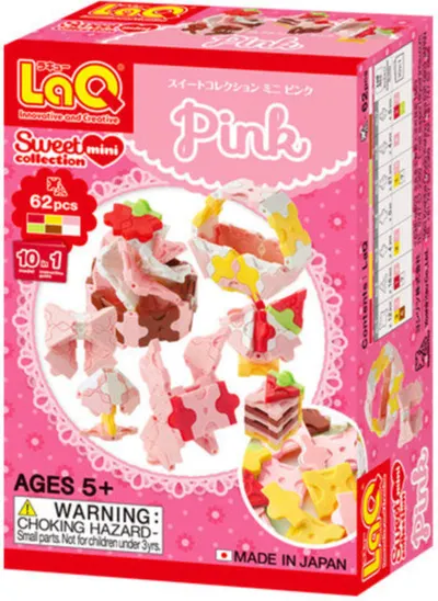 Constructor pentru copii 10 în 1 LaQ Sweet Collection - Mini Pink, 62 piese