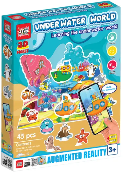 Set educativ Jagu - Machetă vorbită 3D, lumea mării
