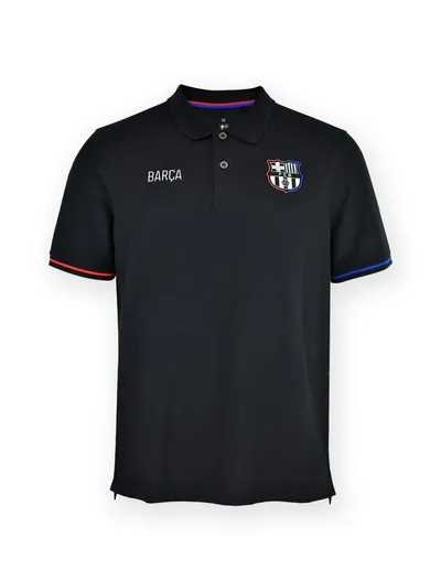 Tricou negru pentru copii cu guler, Barcelona 25/26