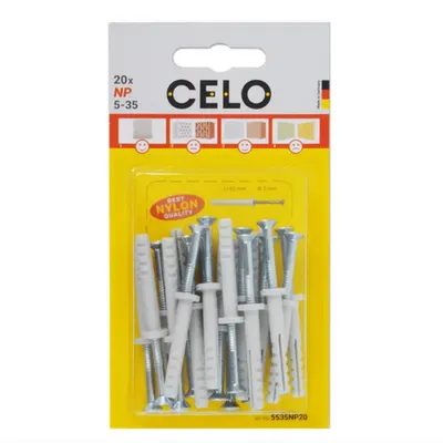CELO Blister Nail plug NP 5-35 pre-assembled, FB flat rim plug cu countersunk surub (PZ2), zincat