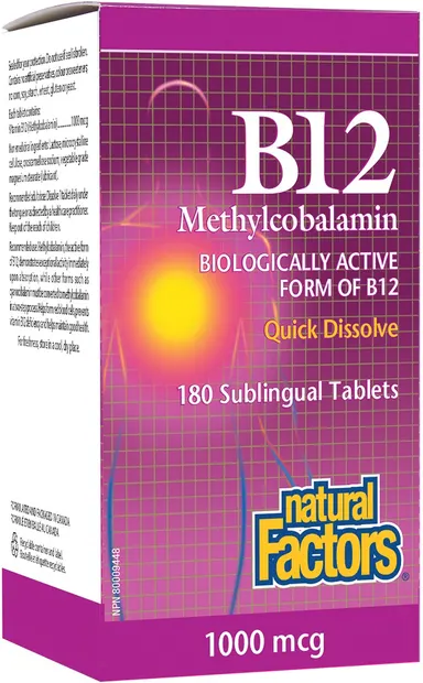 Vitamin B12 Methylcobalamin, 1000 mcg, 180 tablete, Natural Factors