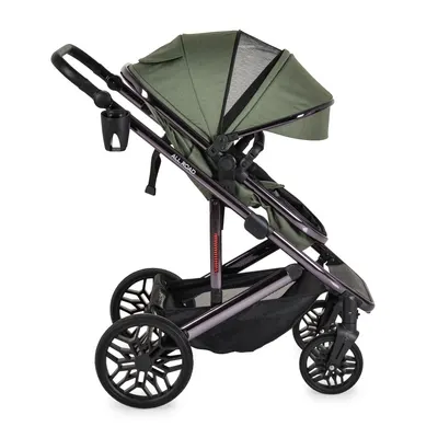 Carucior convertibil 2in1 Moni All Road DarkGreen cu Cadru din aluminiu galvanizat,Roti rezistente cu suspensii,Spatar reglabil,Maner reglabil 6 pozitii inaltime,Copertina XXL,Husa picioare+suport pahar incluse,Pana la 4ani