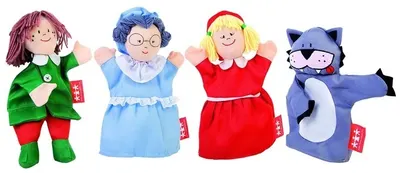 Păpuși pentru teatru Nowa Szkola - Scufița Roșie, 25 cm, 4 buc