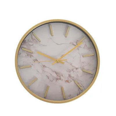 Ceas de perete modern cu design marmura si accente aurii