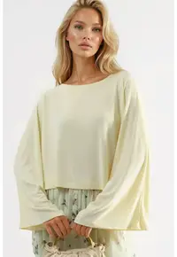 Bluza dama croiala lejera - galben - jerseu/modal/poliester