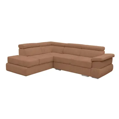 Coltar extensibil TIVOLI 2S3, cu arcuri si lada depozitare, colt stanga, caramiziu, 285x225x90 cm